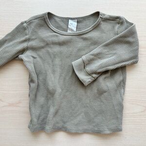 Green Long Sleeve Waffle Knit Top
